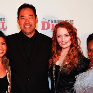 Director Tim Chey and wife, with Gillian Emmett and Lenya Jones at the premiere of 