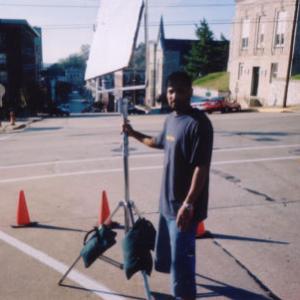 Malik Simmons on the set of Pieces of a Dream