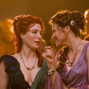 Still of Lucy Lawless and Jaime Murray in Spartacus Gods of the Arena 2011