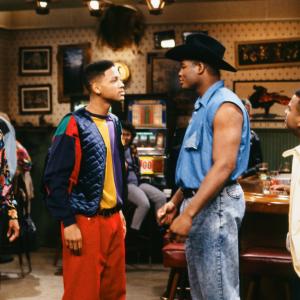 Still of Will Smith Alfonso Ribeiro Olivia Brown and Riddick Bowe in The Fresh Prince of BelAir 1990