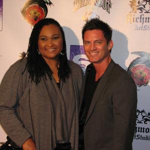 R Brandon Johnson with May May Ali for Night of the Masters Red Carpet Event