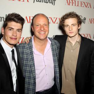 Producer Morris S Levy with actors Gregg Sulkin and Ben Rosenfield at the premiere for the Film Affluenza