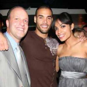 Producer Morris S. Levy with actress Rosario Dawson and actor Marcus Patrick at the premiere of 