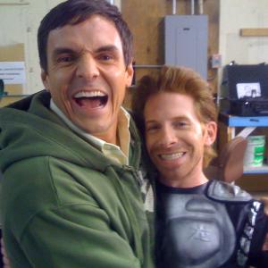 Henry Dittman and Seth Green on the set of The Nebula