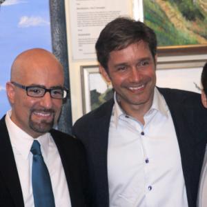 Filmmakers Daniel Azarian (left), Fabien Cousteau (Center) and Landon Lott (right) at the opening night reception of the Hamptons Conservation and Wildlife Film Festival