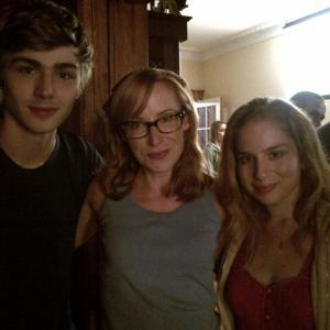 On set of The Red Thunder with Allie Grant and Miles Heizer