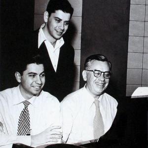 (L-R) Richard M. Sherman, Robert B. Sherman, Al Sherman at Gold Star Recording Studios in 1951 during the recording session for 