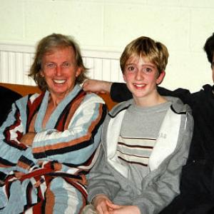 Photo taken December 2003 backstage at the Theatre Royal in Plymouth England following a stage performance of the Leslie Bricusse musical adaptation of Charles Dickens A Christmas Carol entitled Scrooge Tommy Steele worked on the Sherman Brothers film Happiest Millionaire The 1967 Actor Luke Newberry was in the original London cast of Chitty Chitty Bang Bang The Stage Musical in 2002 which was also scored by the Sherman Brothers left to right Robert B Sherman Tommy Steele Luke Newberry Robert J Sherman