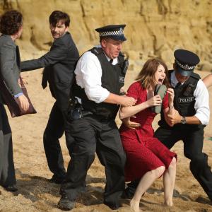 Still of David Tennant Olivia Colman and Jodie Whittaker in Broadchurch 2013