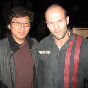 Jimmy with Jason Statham on the set of Death Race (2008)