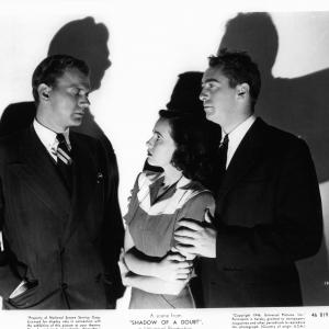 Still of Joseph Cotten Macdonald Carey and Teresa Wright in Shadow of a Doubt 1943