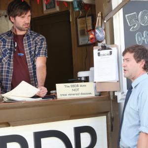 Still of Mark Duplass and Jonathan Lajoie in The League 2009