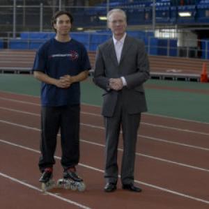 Still of Apolo Ohno and Tim Gunn in Project Runway 2004