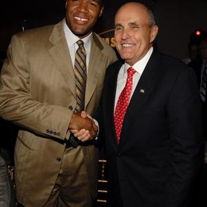 Rudy Giuliani and Michael Strahan