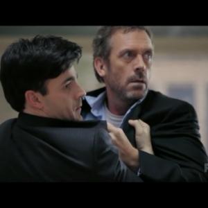 Jarret Wright (Dave Dryden) throwing Hugh Laurie (Doctor House). Season: 7 Episode: 13 