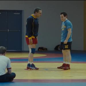Daniel Hilt and Steve Carell in Foxcatcher