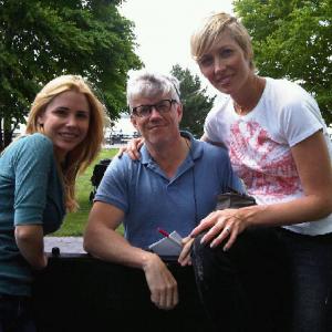 Kerry Butler Peter Tolan and Regina Schneider on set of RESCUE ME
