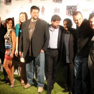 from left is Marisilda Garcia, Dusty Sorg, Ivet Corvea, Jamie Foresman, Zak Forsman, John T. Woods, Kevin K. Shah, Deklun at Dances With Films Festival's screening of Down and Dangerous