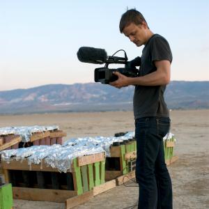 Steven Greenstreet filming for the US State Department in a desert outside of Los Angeles