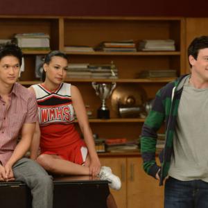 Still of Naya Rivera Mike Harry and Cory Monteith in Glee 2009