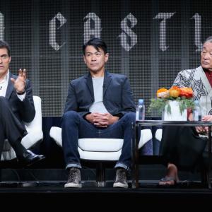 Rufus Sewell Joel de la Fuente and CaryHiroyuki Tagawa at event of The Man in the High Castle 2015