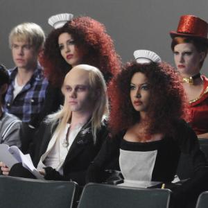 Still of Naya Rivera, Harry Shum Jr., Dianna Agron, Chris Colfer, Chord Overstreet and Heather Morris in Glee (2009)