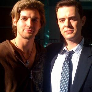 Donny Boaz and Colin Hanks on the set of The Good Guys  March 2010