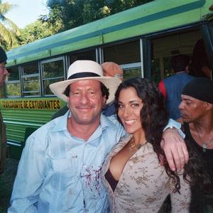 Yvonne DeLaRosa and Joaquim DeAlmeida on the set of Blue Sombrero CoStars Mark Thomas and Cylk Cozart in the background