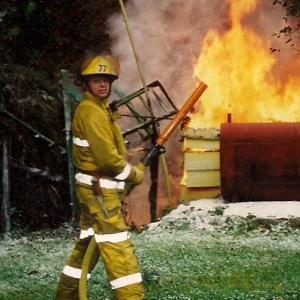 When I was a Firefighter at a fire scene. This is a real fire!