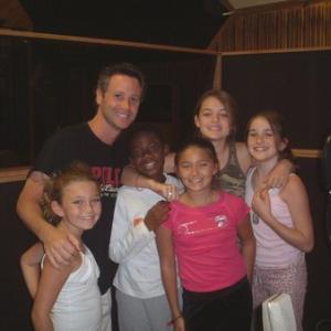 Jonathan Kanterman and the American Idol Juniors taking a break from recording