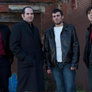 Emanuel Rotolo Christopher Pickhardt Sean F Roberts Jr Jesse James Baer On Set image from the independent crime thriller THE WICKED ONES Pit Bull Shadow Productions Philadelphia PA