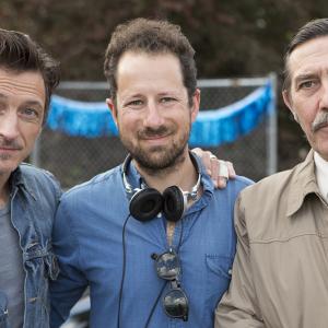 John Hawkes Zachary Sluser  Ciarn Hinds on the set of The Driftless Area