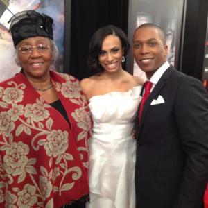 Leslie Odom, Jr. with his grandmother and fiancee, Nicolette Robinson at the Red Tails premiere in New York.