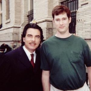Eric Bruno Borgman and Peter Gallagher on the set of Mr Deeds