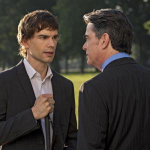 Still of Peter Gallagher and Christopher Gorham in Covert Affairs 2010
