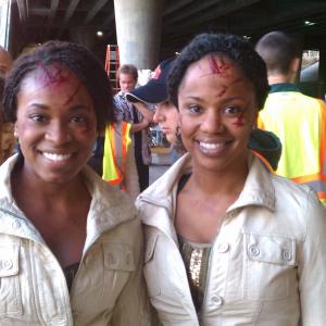 Jeanette Branch and Kristalyn on the set of Lie To Me