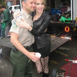 THE BIG SECRET OF HIDDEN PINES 2011  On Set Photo Don Danielson and Heather Howe