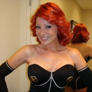 Stacey Hayes as a red head behind the scenes on THE TONIGHT SHOW with Conan Obrien