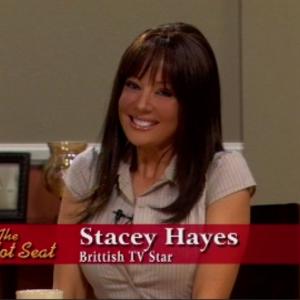 Screen Grab of British TV Star and Host Stacey Hayes on UK talk show THE HOT SEAT