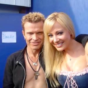 Billy Idol and Stacey Hayes behind the scenes shooting music video for song SUMMERTIME