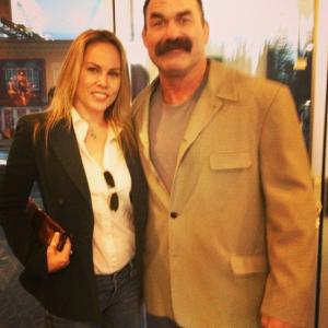 Christy Oldham and Mixed Martial Artist Fighter Don Frye attend the screening of The Raid 2 at Harmony Gold Theatre