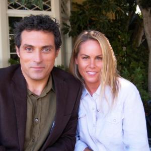 Christy Oldham and Rufus Sewell on set of The Eleventh Hour, CBS.