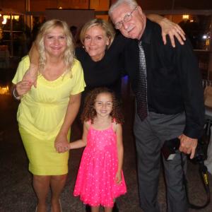 Helen Proimos (Grandma), Karen Sillas (Trish), Gregory M. Brown (Grandpa), and Brianna (Sam) at wrap party for feature film, 'STUFF'