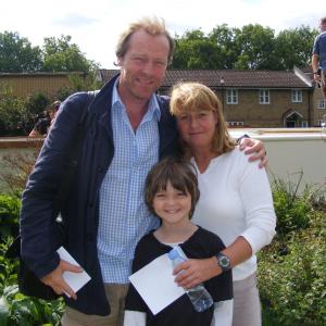 Nathaniel with Iain Glen who played his dad and Melanie Kilburn who played his mum in Slapper