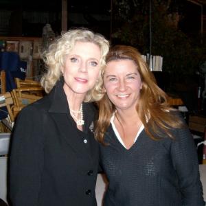 with Blythe Danner on the set of Will and Grace