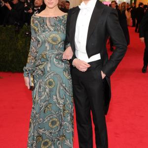 Hannah Bagshawe and Eddie Redmayne attend the Charles James Beyond Fashion Costume Institute Gala at the Metropolitan Museum of Art on May 5 2014 in New York City