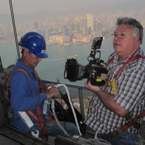 shooting flying robots from Bank of Chinas window cleaning bucket 69 floors up RED Epic 25mm Anamorphic lens