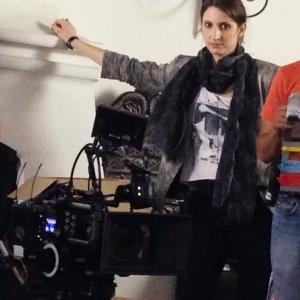 Candice Carella, (director) on the set of PONY.