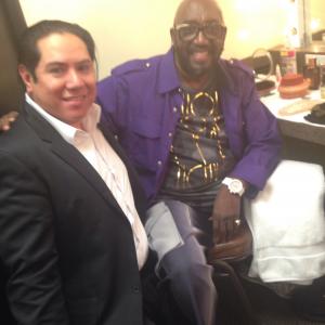 Otis Williams last original surviving member of the Motown vocal group The Temptations and Xavier Ramirez before a show