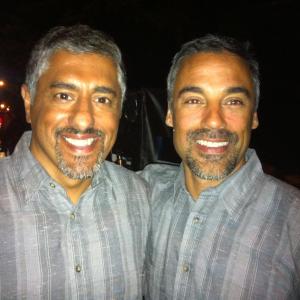 On the set of NBC Series PSYCH Parm Soor as Daryush Hamidi With stunt double Lauro Chartrand